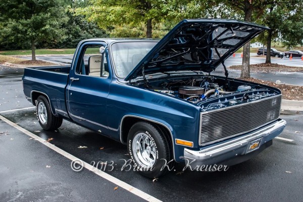 Blue Chevy Squarebody custom C10 pickup truck
