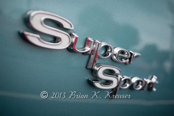 Close up of Super Sport badge on a classic Chevy car