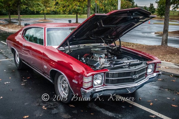 Red Chevy Chevelle SS with 502 big block v8