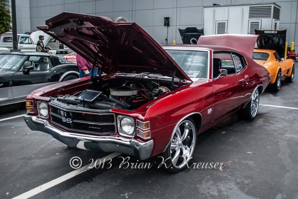 red customized second gen chevy chevelle ss fastback coupe