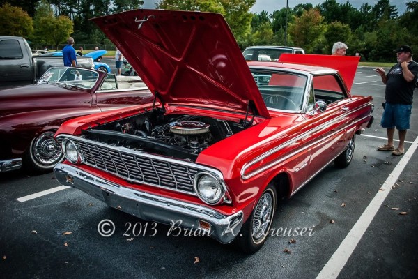 red Vintage Ford Falcon coupe