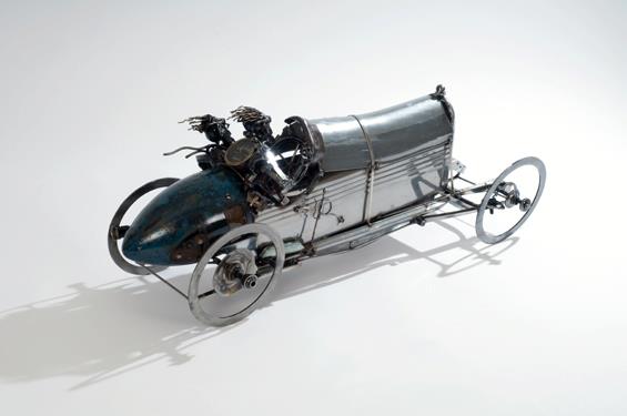 vintage boat tail speedster hot rod mechanical art sculpture