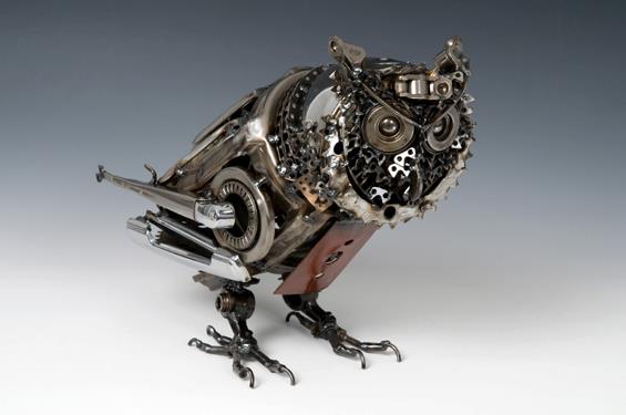 owl mechanical art sculpture