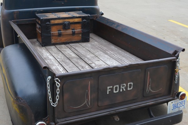 close up of truck bed on a vintage 1951 ford pickup