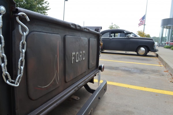 rear tailgate of a vintage 1951 ford pickup truck