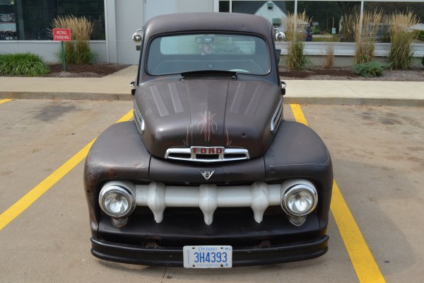 Lowered 1951 Ford Pickup Truck Hot Rod front grille and bumper