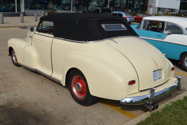 rear quarter view of a 1948 Chevy Fleetmaster convertible coupe