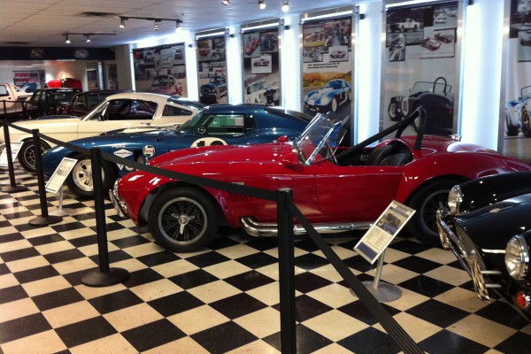 vintage shelby daytona coupe and Cobra cars at Carrol Shelby museum