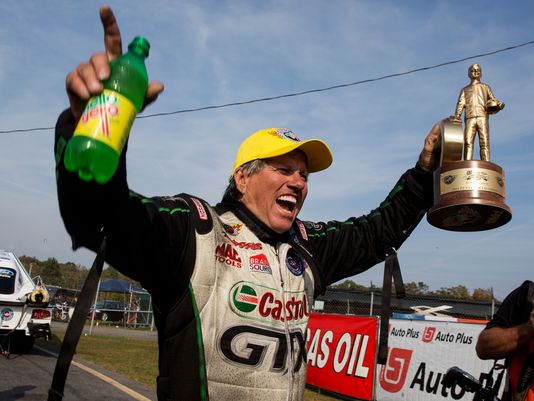 John Force lifts wally trophy after win in reading 2013