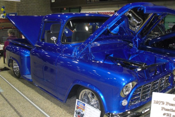 vintage blue chevy c10 custom show truck