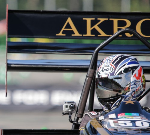 university of Akron formula race team driver and wing
