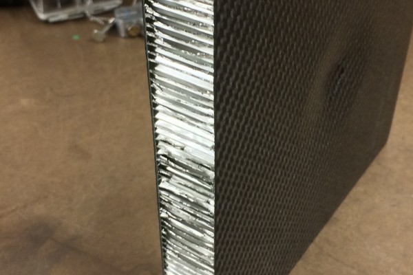 cross section of aluminum honeycomb race car body panel