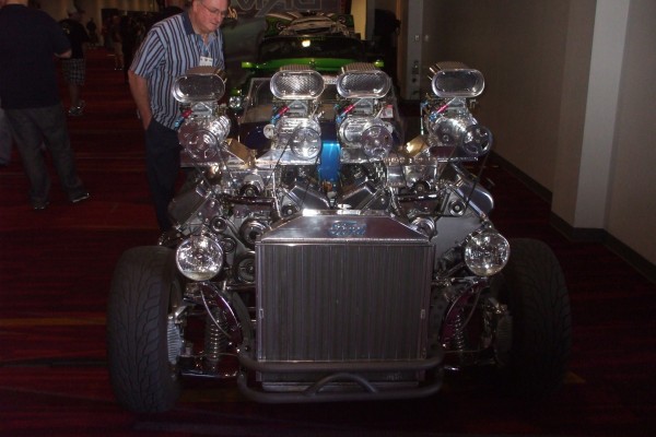 twin-engined hot rod drag car displayed at SEMA 2013