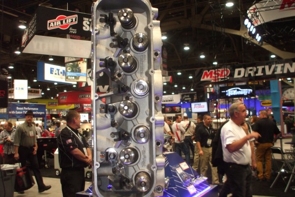 trick flow chevy cylinder head displayed at SEMA 2013