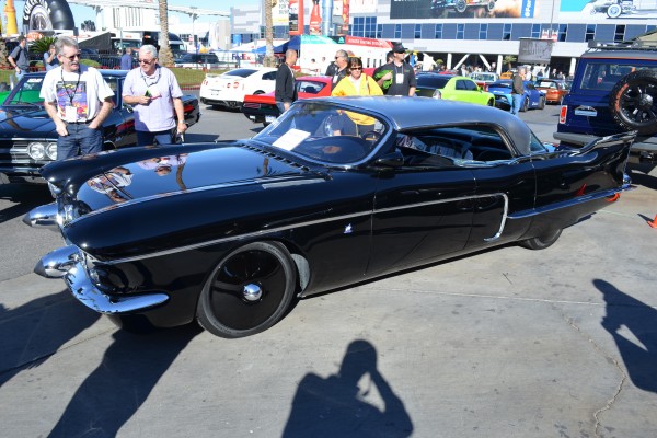 custom black 1950s Cadillac convertible show car at SEMA 2013
