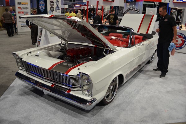 customized 1960s ford coupe on display at SEMA 2023