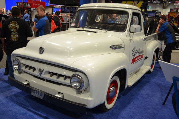 vintage ford f-1 pickup truck in old school speed ship livery