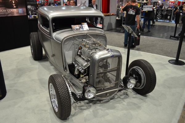 Vintage ford coupe hot rod with supercharged v8 displayed at SEMA 2013