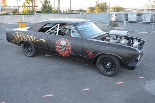 affliction chevy chevelle rat rod displayed at SEMA 2013