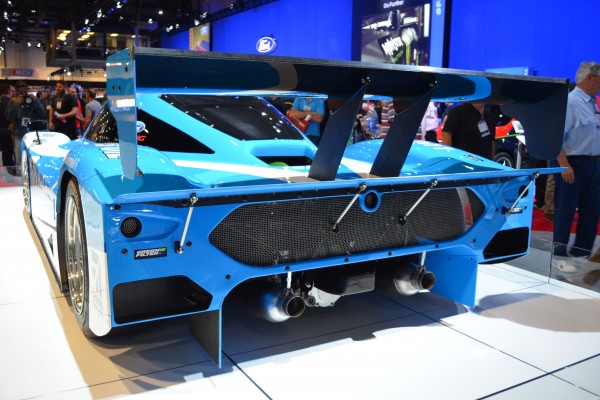 rear end of a ford gt lemans prototype race car at SEMA 2013