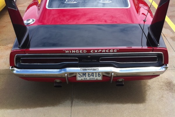 rear view of wing on a Dodge daytona 1969