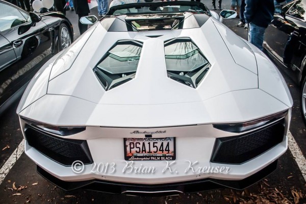 rear view of a white Lamborghini