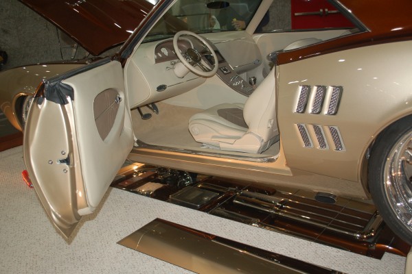 custom interior of a 1967 Pontiac Firebird show car
