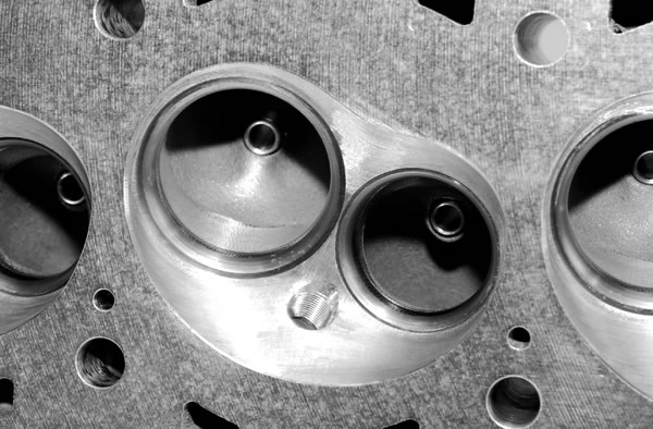 close up of combustion chamber on a cylinder head