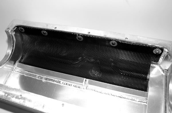 mesh in the bottom of an engine oil pan