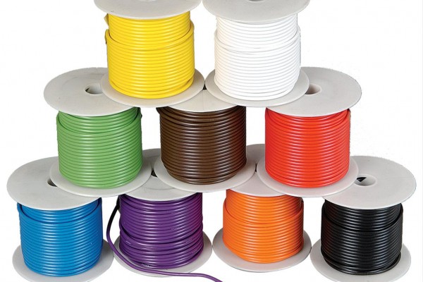 spools of multi colored wire
