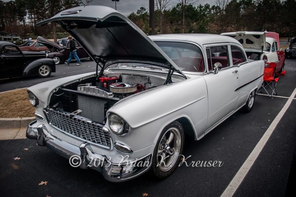 white 1955 chevy coupe