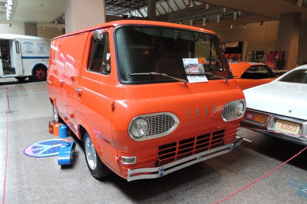 Vintage Orange Ford Econoline Bus Van