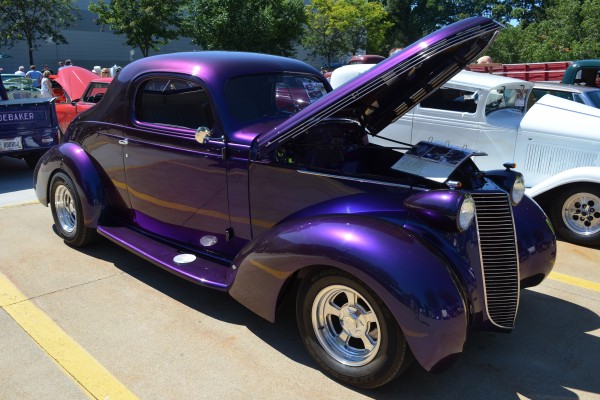 purple custom prewar ford roadster hot rod