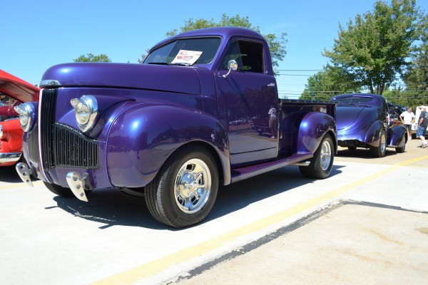 vintage purple prewar hot rod pickup truck