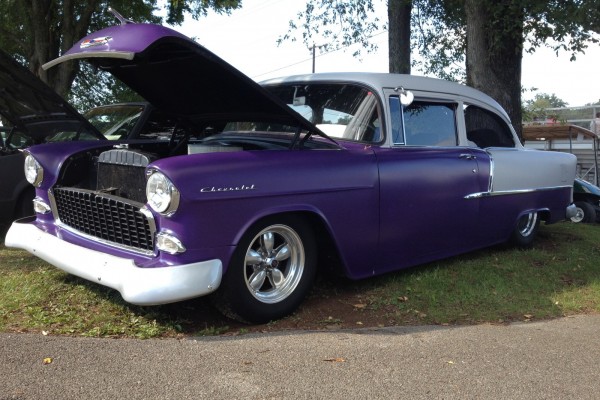 custom purple and white lowered LS swap 1955 chevy