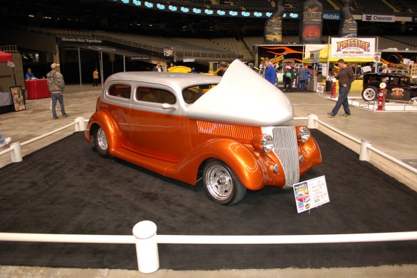 vintage hot rod coupe Displayed at Indoor Car Show