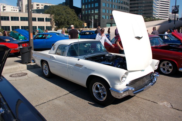 First generation white ford thunderbird hardtop coupe