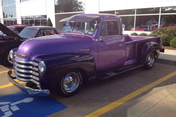Purple Hot Rod Pickup truck at summit racing