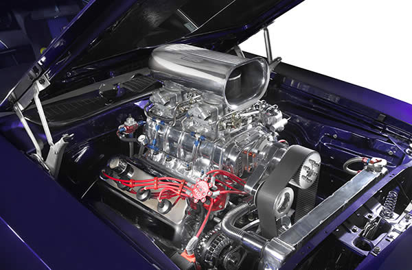supercharged Hemi engine in a 1972 Plymouth barracuda