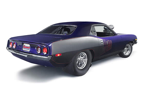 rear quarter view of a supercharged hemi 1972 plymouth barracuda
