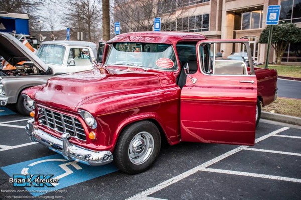 vintage chevy truck at local cruise in car show