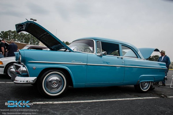 blue 1950s era ford customline coupe