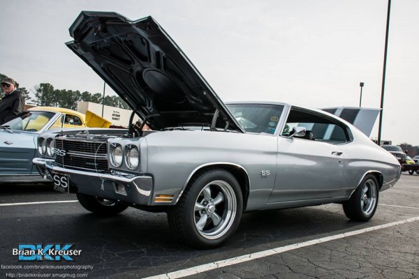 Silver Chevy Chevelle SS at a car show