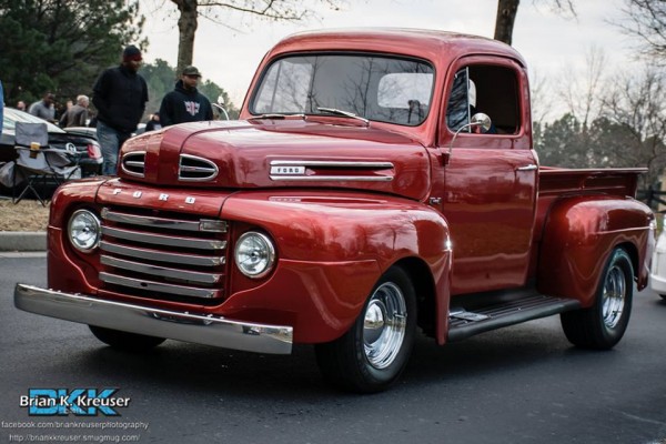 red ford f-1 vintage pickup truck
