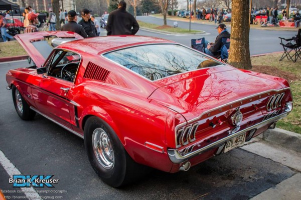 rear view of a 1968 ford mustang fastback