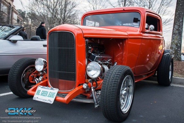 red 1932 ford hot rod 3 window coupe with an sbc engine