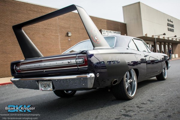 vintage 1968 Plymouth roadrunner with later Superbird style wing installed