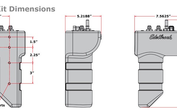 Edelbrock Universal Fuel Sump Kit dimensions