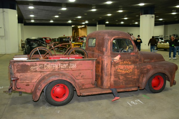 vintage dodge pickup truck in patina
