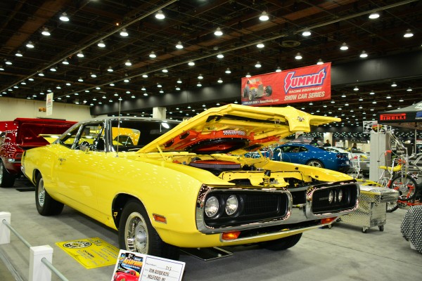 yellow 1969 dodge super bee muscle car